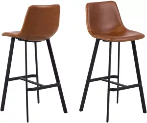 Hioshop Orewa barstoel met beige contraststiksel bruin zwart.