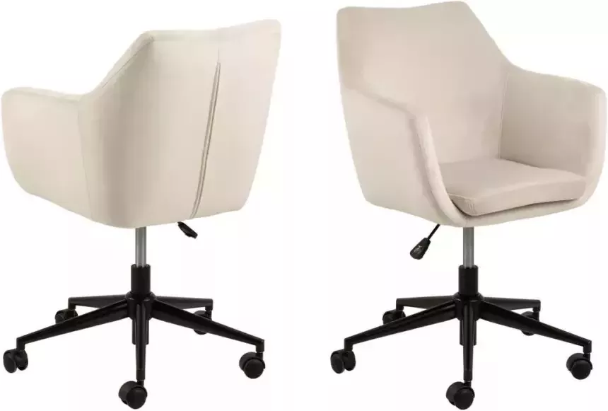 24Designs Bureaustoel Dustin Velvet Fluweel Zandkleur 5-Teens Kruispoot Op Wielen - Foto 3