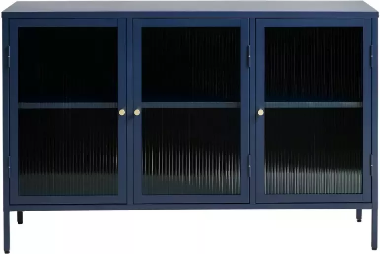Giga Living Dressoir Metaal Blauw 132cm 3-Deurs Soft Closing Kast Bronco