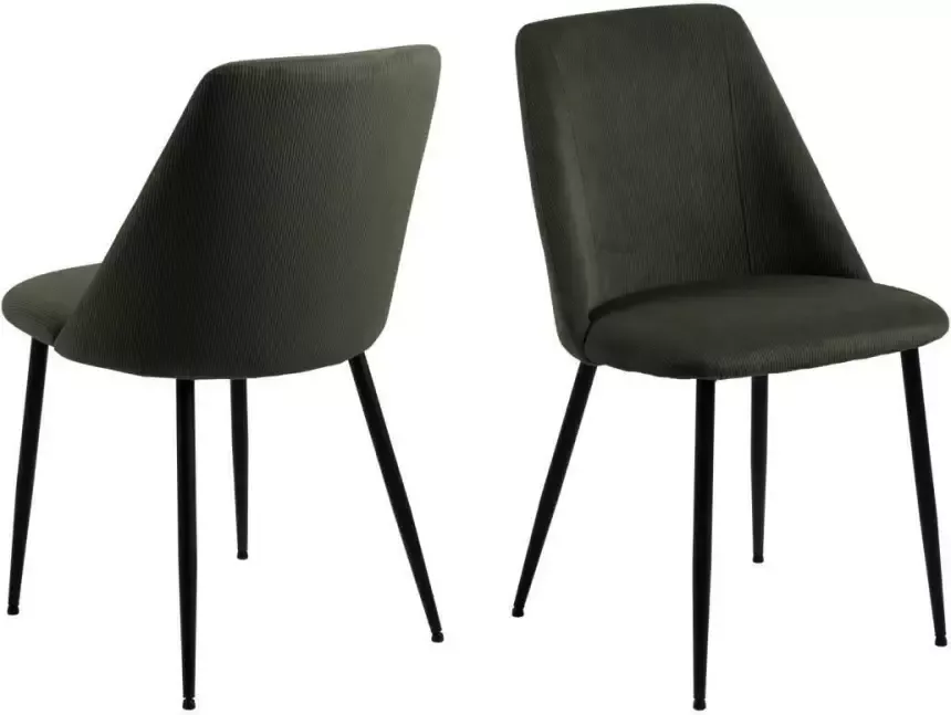 Hioshop Eetstoel Harup in smalle groene ribstof - Foto 2