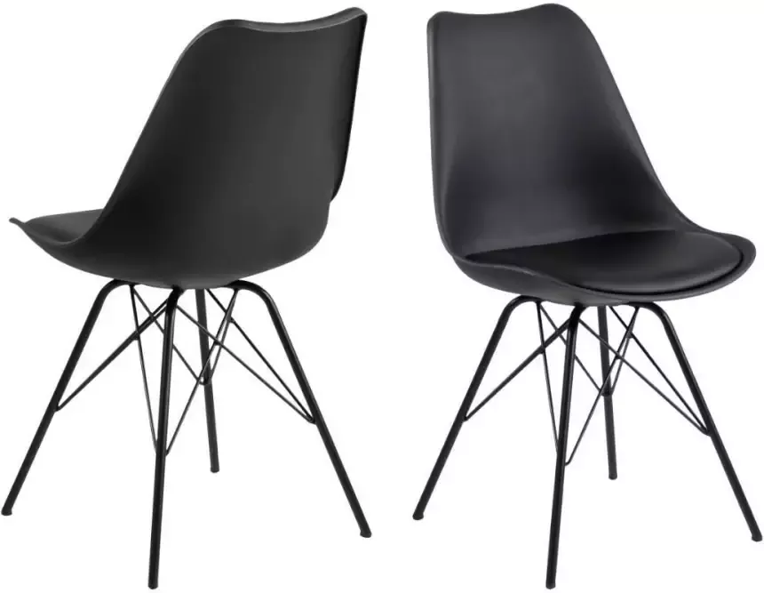 Meubelen-Online Eetkamerstoel Plaisir set 2 stoelen zwart kuipstoel - Foto 3