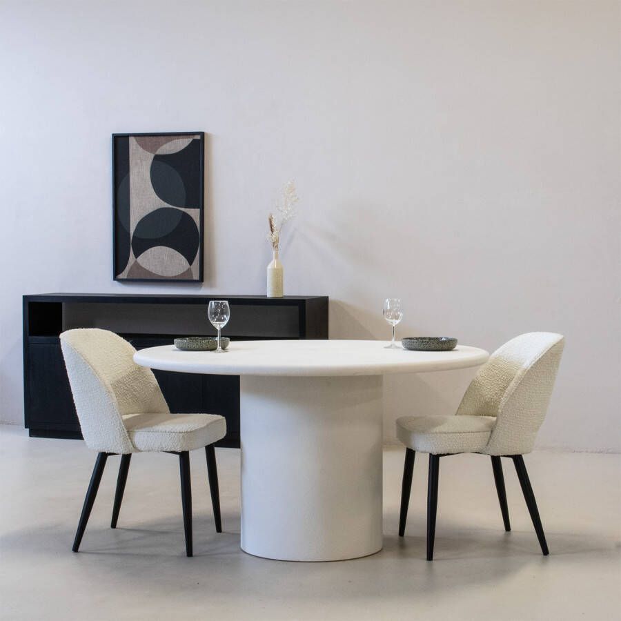 Giga Living Eettafel Rond 135cm Wit Betonlook 2-4 Personen Flow