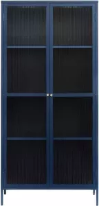 Giga Living Vitrinekast Metaal Blauw 4 Planken 90cm Soft Closing Kast Bronco