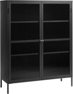 Giga Living Vitrinekast Metaal Zwart 111cm 2-Deurs Soft Closing Kast Bronco