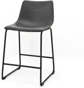 Giga Meubel Barkruk Industrieel Zithoogte 75cm PU-Leer & Metaal Barkruk Logan Antraciet