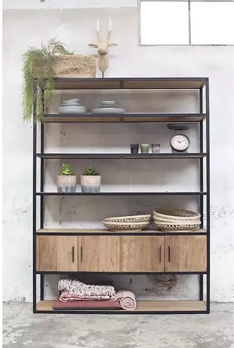 Giga Meubel Boekenkast Hout Metaal 150x40x200cm Banda