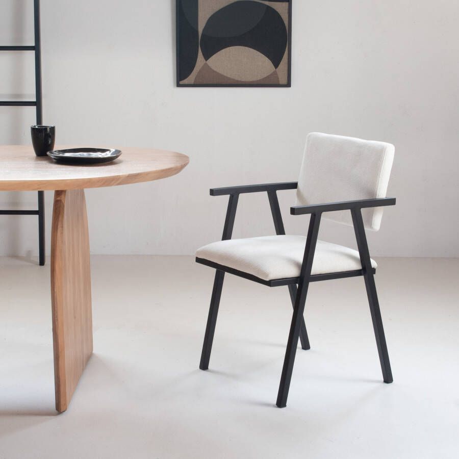 Giga Meubel Eetkamerstoel Beige Stof Zitbreedte 48cm Linn