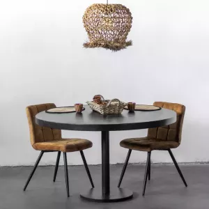 Giga Meubel Eettafel Zwart Rond 110cm Mangohout Tafel Dinand