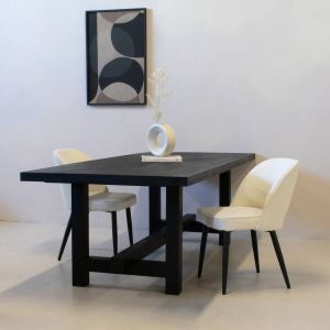 Giga Meubel Eettafel Zwart 200cm Mangohout Industrieel Eettafel Frans
