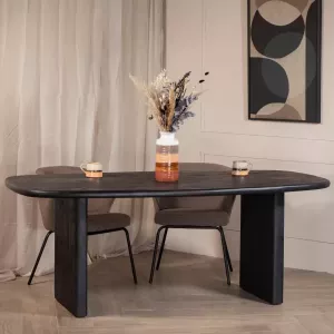 Giga Meubel Eettafel Ovaal 200cm Zwart Mangohout Tafel Gin