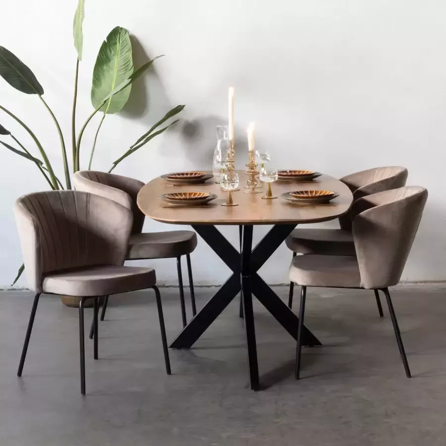 Giga Meubel Eettafel Bruin Deens Ovaal Mangohout 180x90x76cm Eettafel Jordan - Foto 1