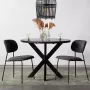 Giga Meubel Eettafel Rond Zwart Visgraat Mangohout 120cm Tafel Max - Thumbnail 2