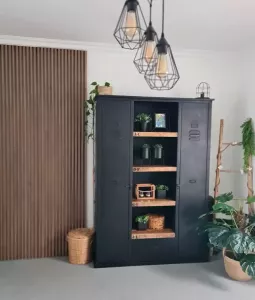 Giga Meubel Boekenkast Zwart Metaal Hout Industriële Boekenkast