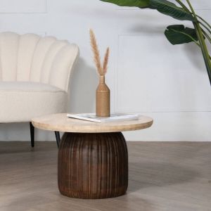 Giga Meubel Salontafel Rond Travertin Bruin Ø60cm Salontafel Juan