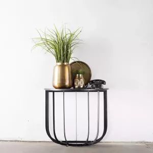 Giga Meubel Sidetable Zwart Marmer IJzeren Onderstel 90cm Mauro