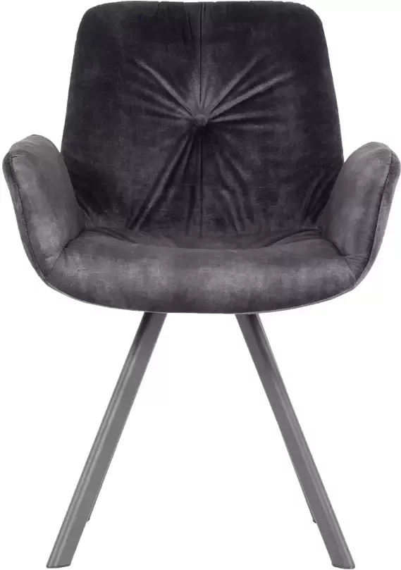 Giga Meubel Eetkamerstoel Grijs Zithoogte 48cm Velvet Stof 61x62x84cm Stoel Tedd - Foto 3