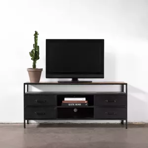 Giga Meubel Tv-meubel Sem Zwart 140cm Mangohout Metaal