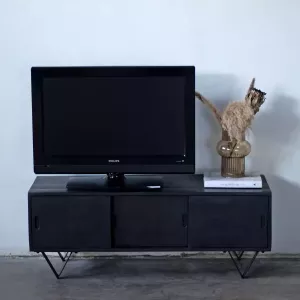 Giga Meubel Tv-Meubel Zwart Mangohout 120cm Kast Ubud