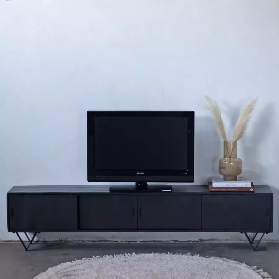 Giga Meubel Tv-meubel Zwart Mangohout 200 cm Tv-meubel Ubud - Foto 2