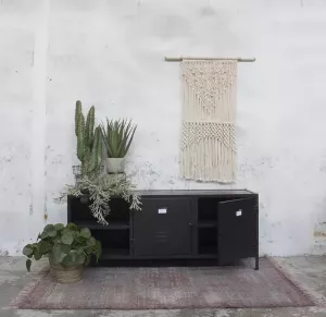 Giga Meubel Tv Meubel Zwart Hout & Metaal 150x40x60.5cm Tv-meubel Vix Zwart