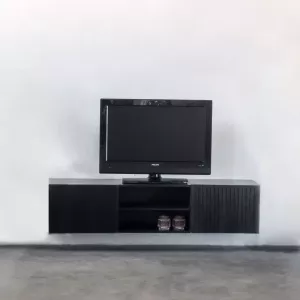 Giga Meubel Zwevend Tv Meubel Zwart Mangohout 150x40x50cm Kast Roman
