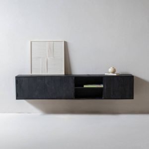 Giga Meubel Tv-meubel Zwevend Zwart 200cm 3-deurs Tv-meubel Zen