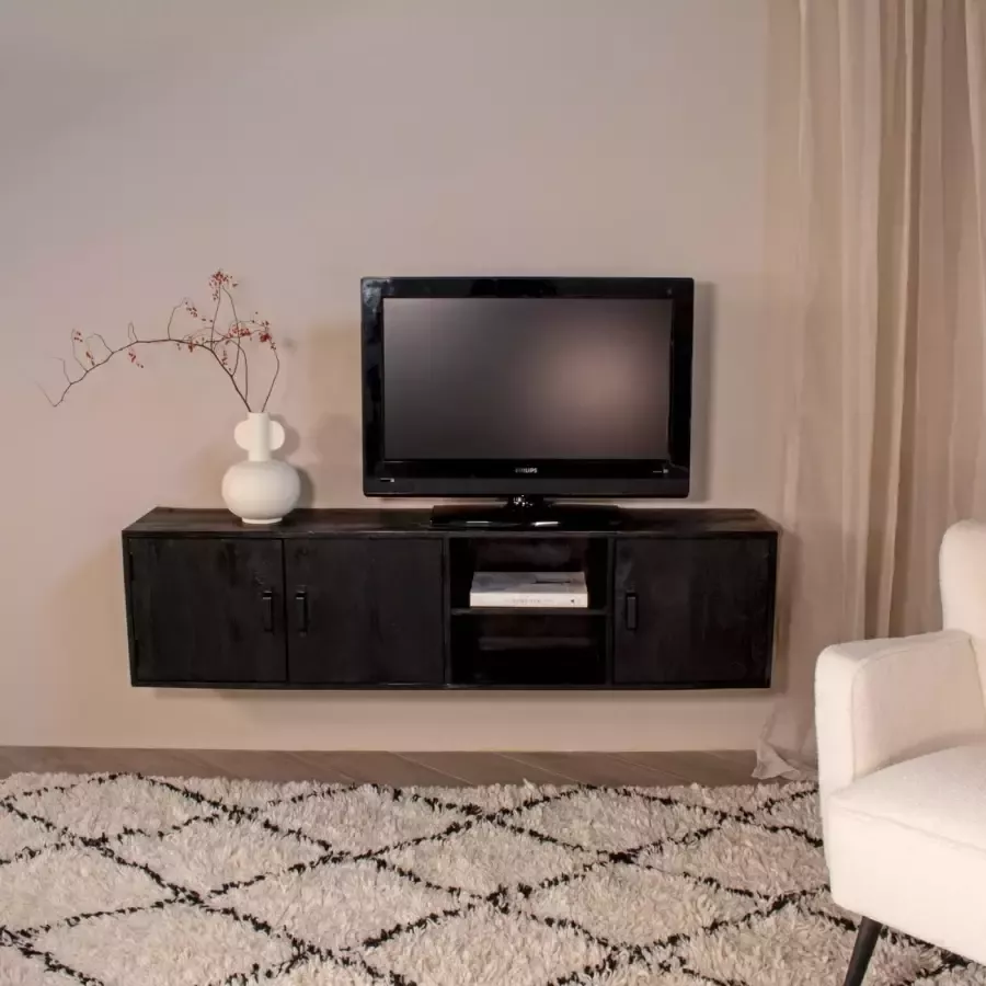 Giga Meubel Zwevend Tv-meubel Zen Zwart Brushed 160cm