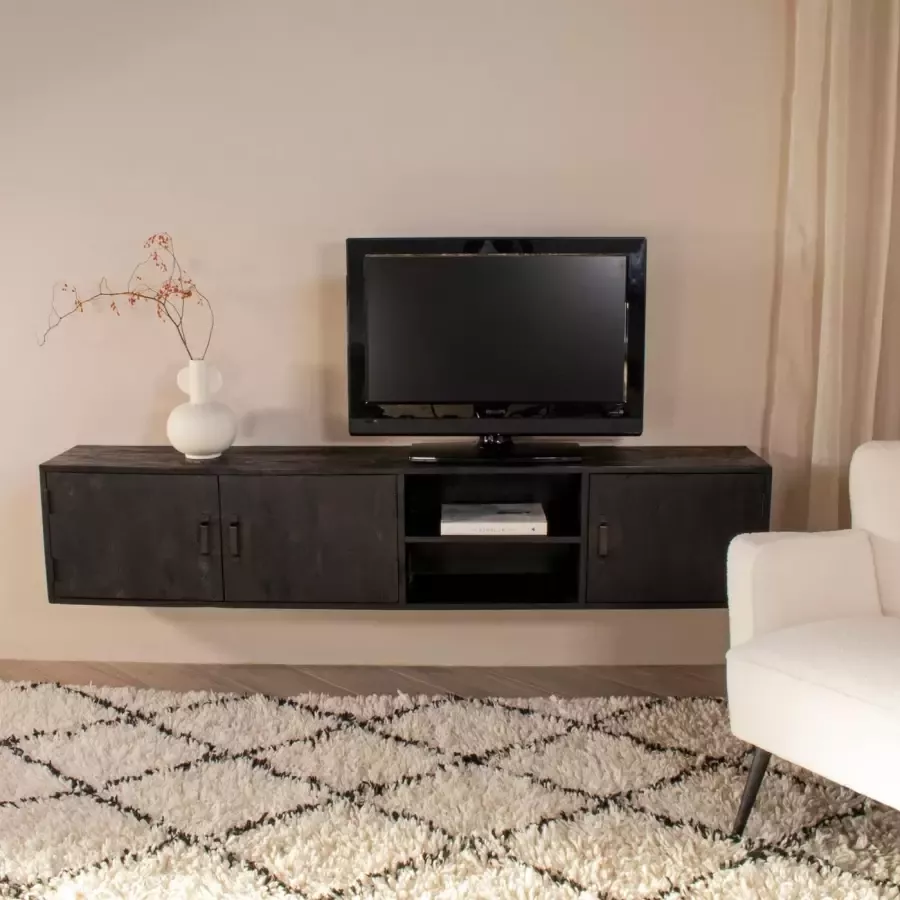 Giga Meubel Zwevend Tv-meubel Zen Zwart Brushed 200cm