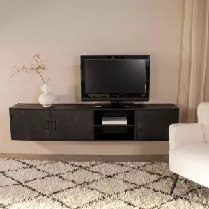 Giga Meubel Zwevend Tv-meubel Zen Zwart Brushed 200cm