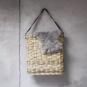 Het Mandenhuys Decoratieve mand met lederen hengsel Hoog