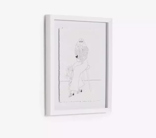 Kave Home Mellea zwart-wit foto van vrouw met wijnglas 30 x 40 cm - Foto 1