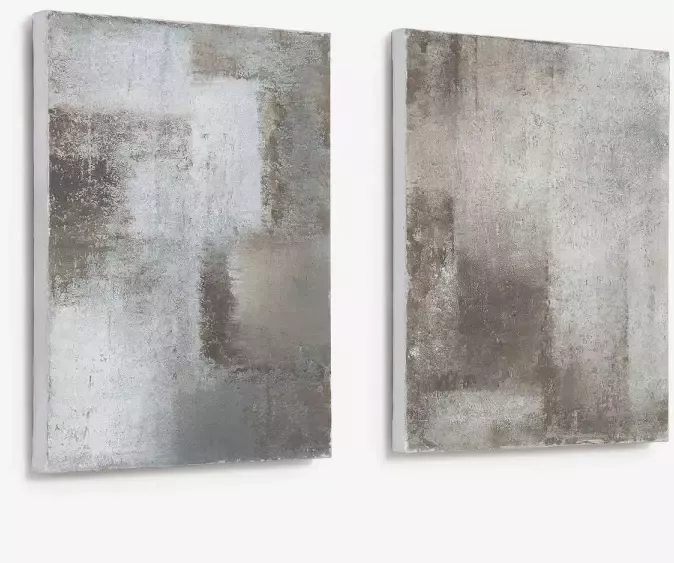 Kave Home Vinka set van 2 witte en grijze canvassen 30 x 40 cm - Foto 2