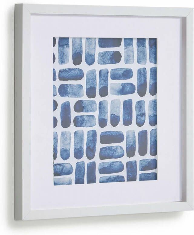 Kave Home Kunstwerk Kuma met blauwe rechthoeken 40 x 40 cm