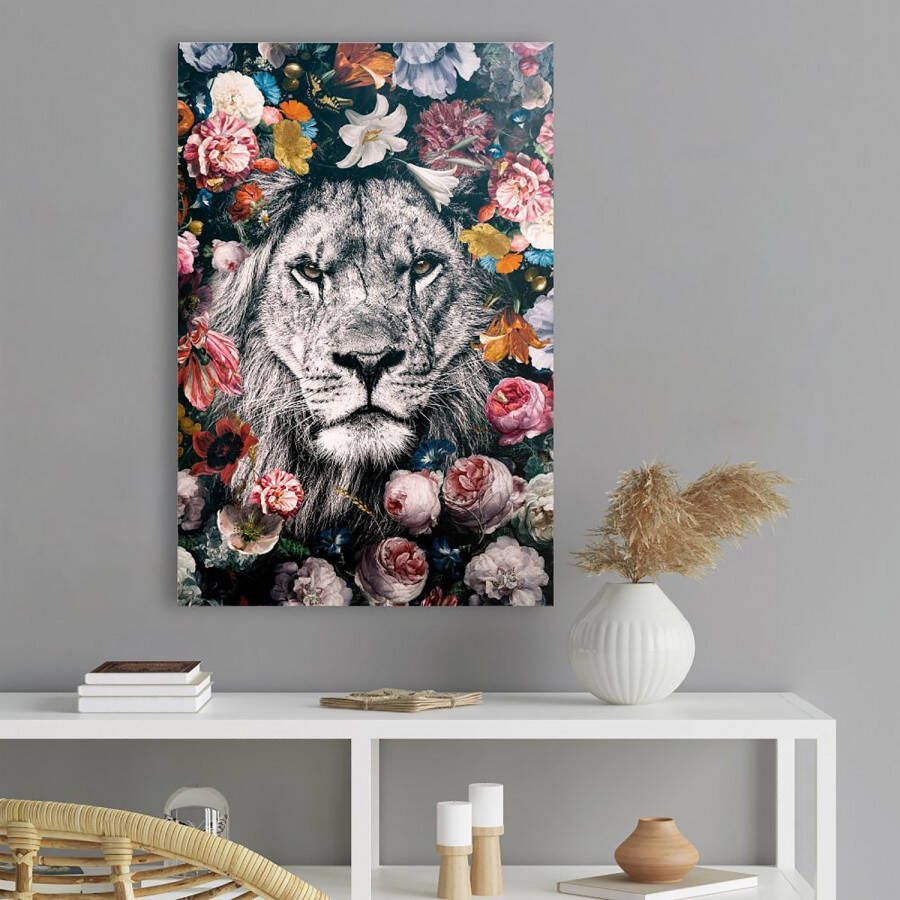 Reinders! Artprint leeuw bloemenkrans planten in vrolijke kleuren - Foto 2