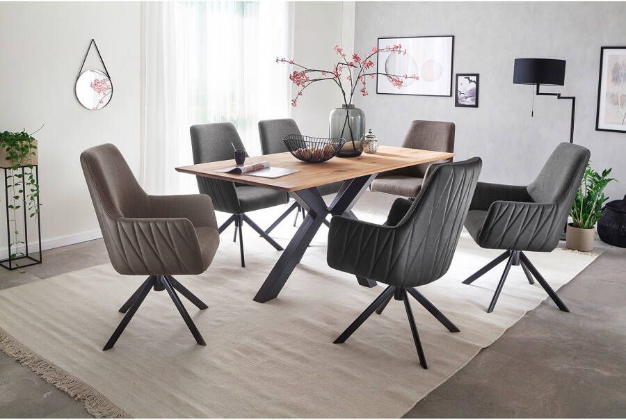MCA furniture Stoel Reynosa Eetkamerstoel 360º draaibaar met nivellering belastbaar tot 120 kg (set 2 stuks) - Foto 2
