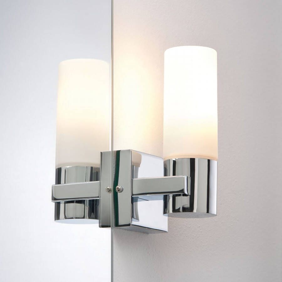 Paulmann Led-wandlamp Gemini IP44 20W 2-pack Chroom Satin Metaal Glas E14 Gemini IP44 20W 2-pack chroom satijn metaal glas (2 stuks)