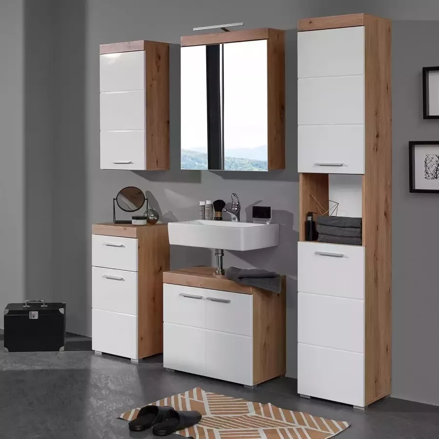 Trendteam smart living AmandaMandoBea badkamer met spiegelkast zonder verlichting eiken decor