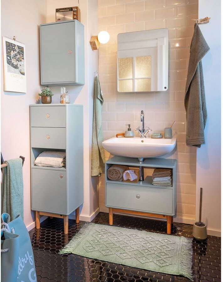 TOM TAILOR HOME Badmat Vintage wash Badmat uni kleuren ruitpatroon met franjes 100% katoen (1 stuk) - Foto 9