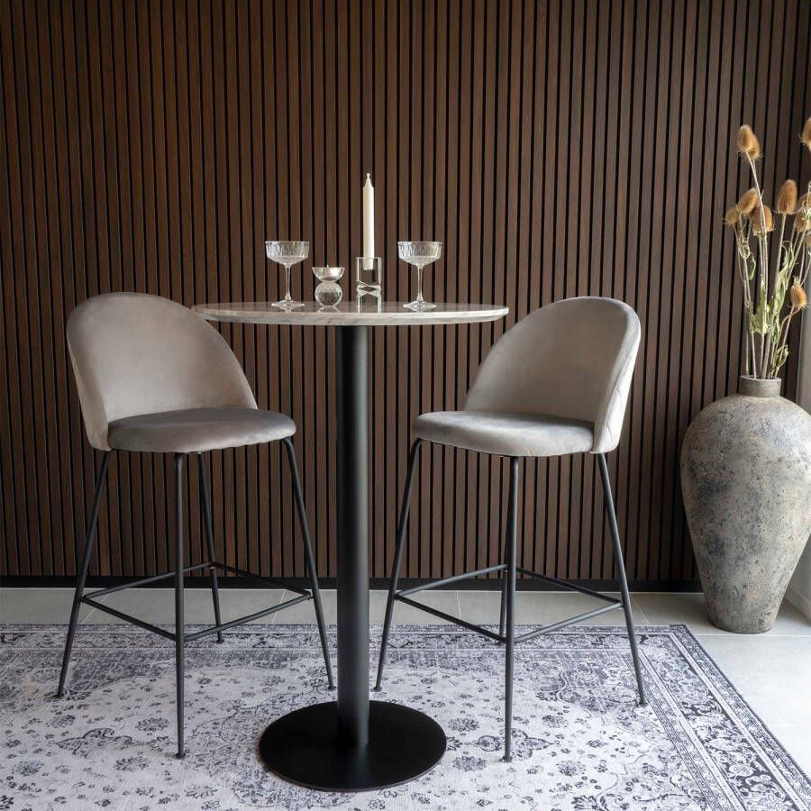 House Nordic Lausanne Bar Chair Bar chair in grey velvet with black legs HN1213 - Foto 2