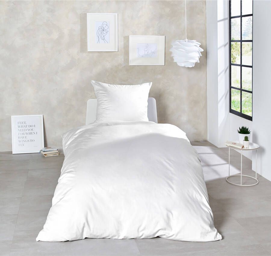 Primera Overtrekset Uni luxe-satijn in mt. 135x200 155x220 of 200x200 cm Dekbedovertrek van katoen unikleurige dekbedovertrek met ritssluiting - Foto 1