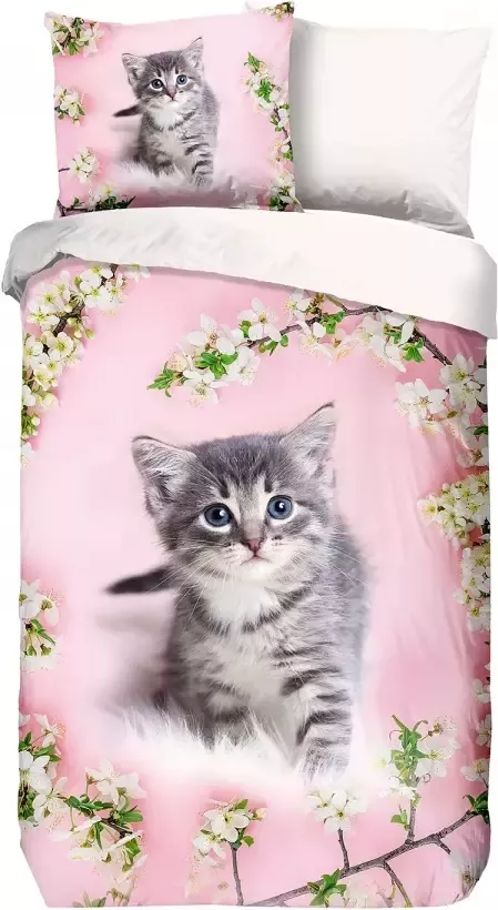 Good Morning Dekbedovertrek Katoen Pussycat roze - Foto 1