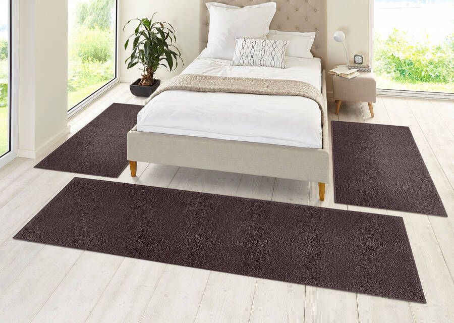 HANSE Home Set slaapkamerkleedjes Pure 100 Korte pool unikleur vloerkleed bedloper slaapkamerkleed loper