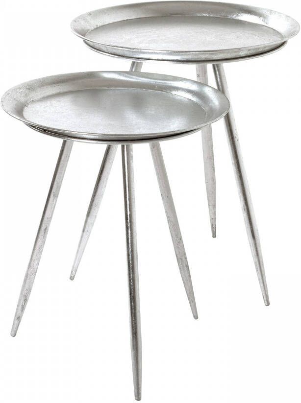 Merkloos meubel bijzettafel metaal zilver Ø 44 x H 54 cm