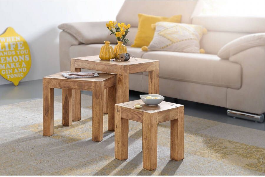 Gate39 Mumbai serie van 3 Bijzettafel Lichtbruin - Foto 2