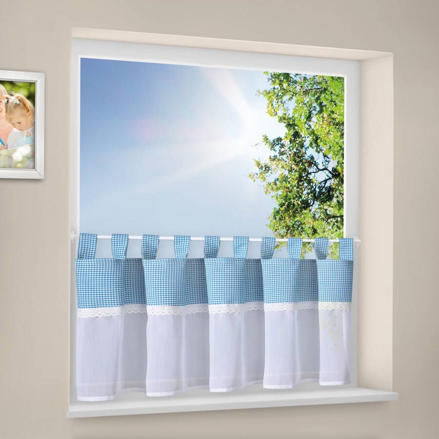 Gerster Valletje Bavaria HxB: 50x150 met ruitpatroon en kanten rand (1 stuk)