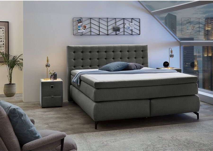 Jockenhöfer Gruppe Boxspring Jessica inclusief 9cm koudschuim topper en 7-zones ttfk-matras (h3 h4 of h4) ligvlak 180x200cm