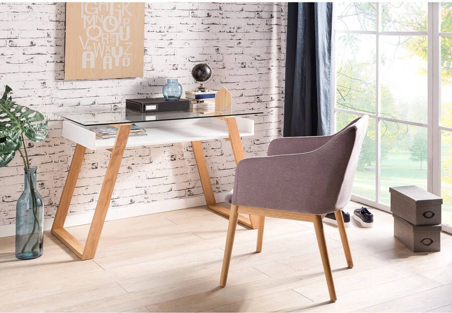 SalesFever Bureau Falun Werkplek Deluxe: De laptoptafel Elegantie ontmoet functie: met glasplaat - Foto 3