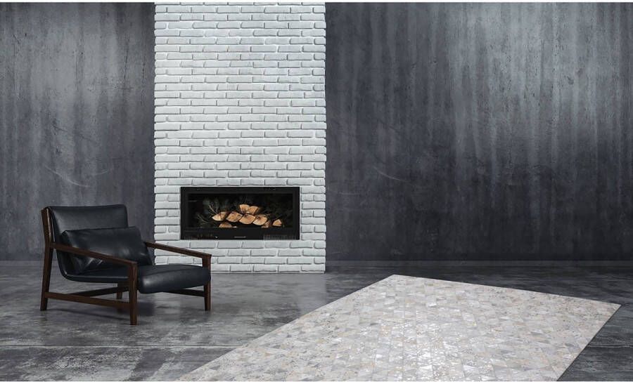 Kayoom Beige Grijs vloerkleed 160x230 cm A-symmetrisch patroon Geruit Modern