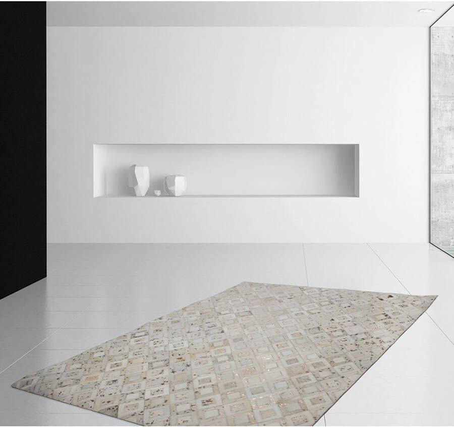 Kayoom Creme Grijs vloerkleed 80x150 cm A-symmetrisch patroon Geruit Modern