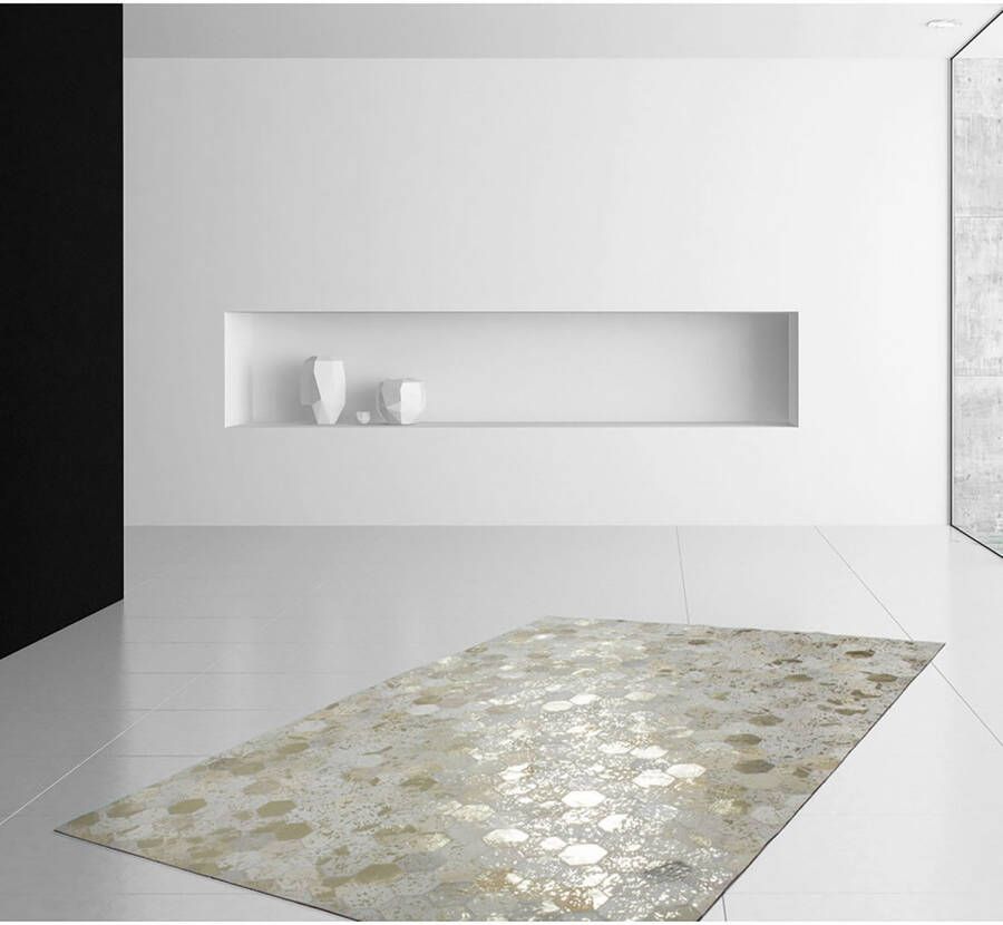 Kayoom Vloerkleed Spark 210 100% leer uniek pluisvrij geschikt voor allergieën & vloerverwarming